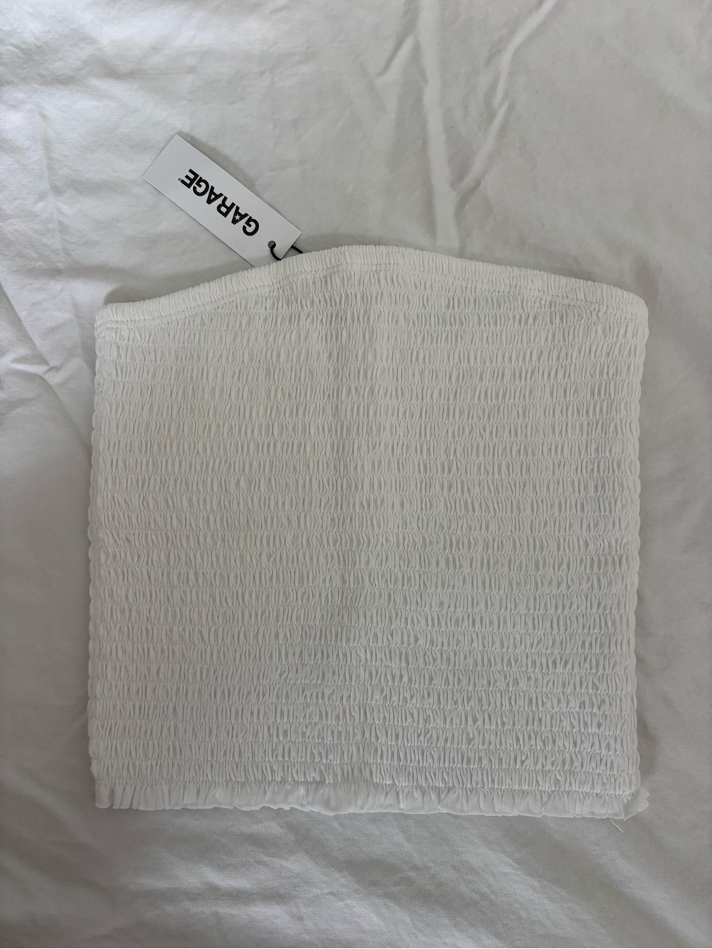 Garage White Smocked Tube Top